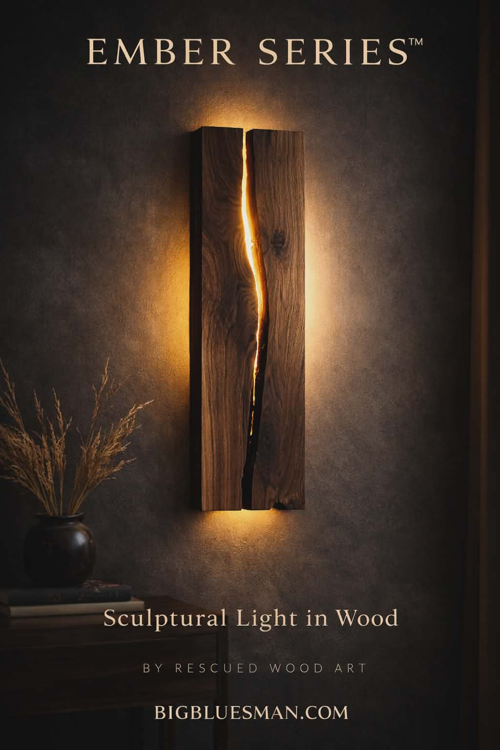 Rescued wood art wall light